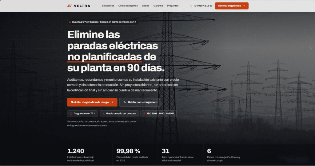 Web del proyecto Veltra, electricistas 24h