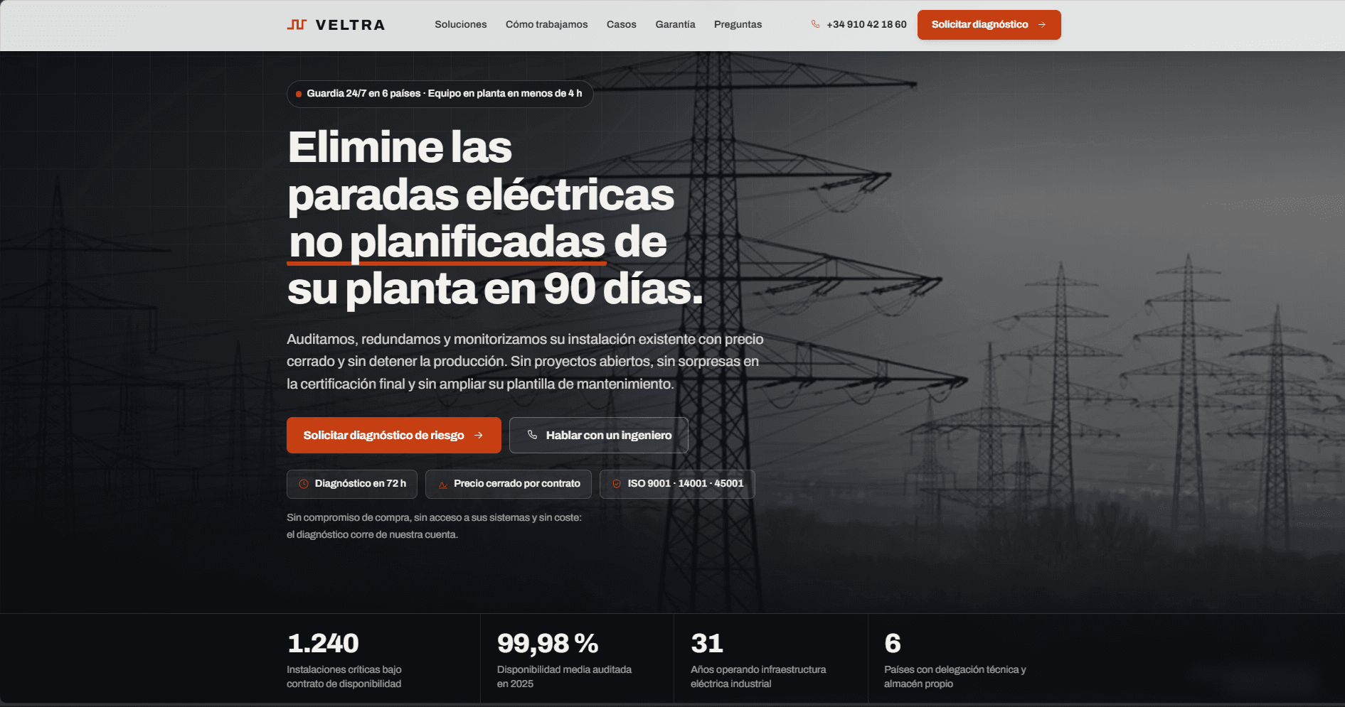 Web del proyecto Veltra, electricistas 24h