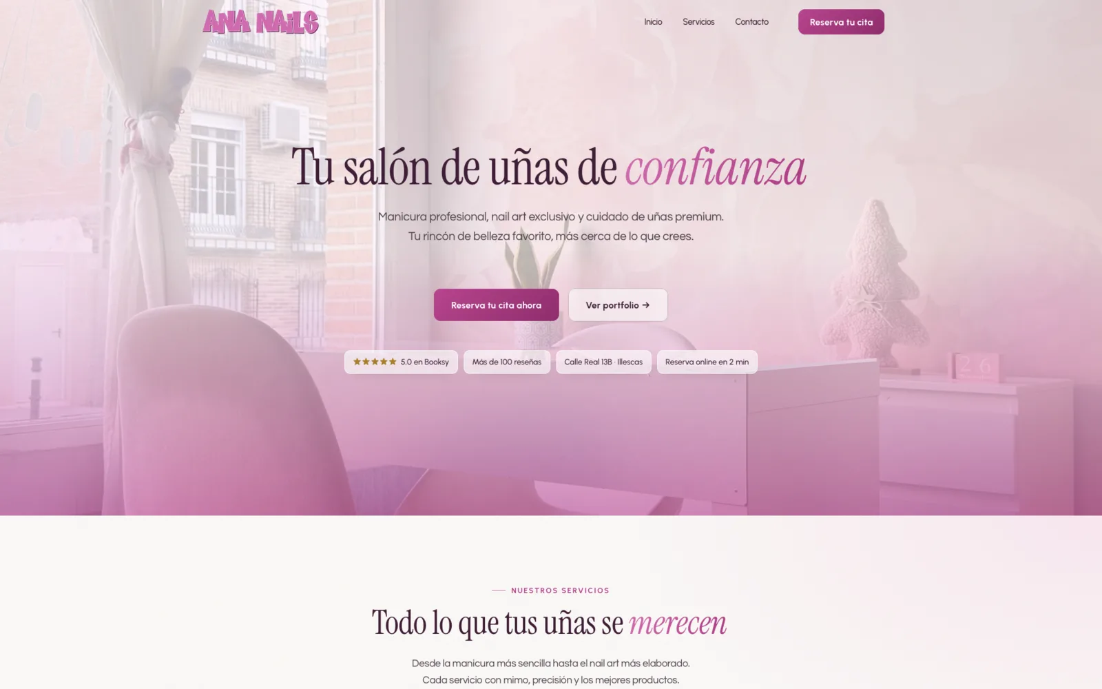 Web de AnaNails, salón de uñas en Illescas