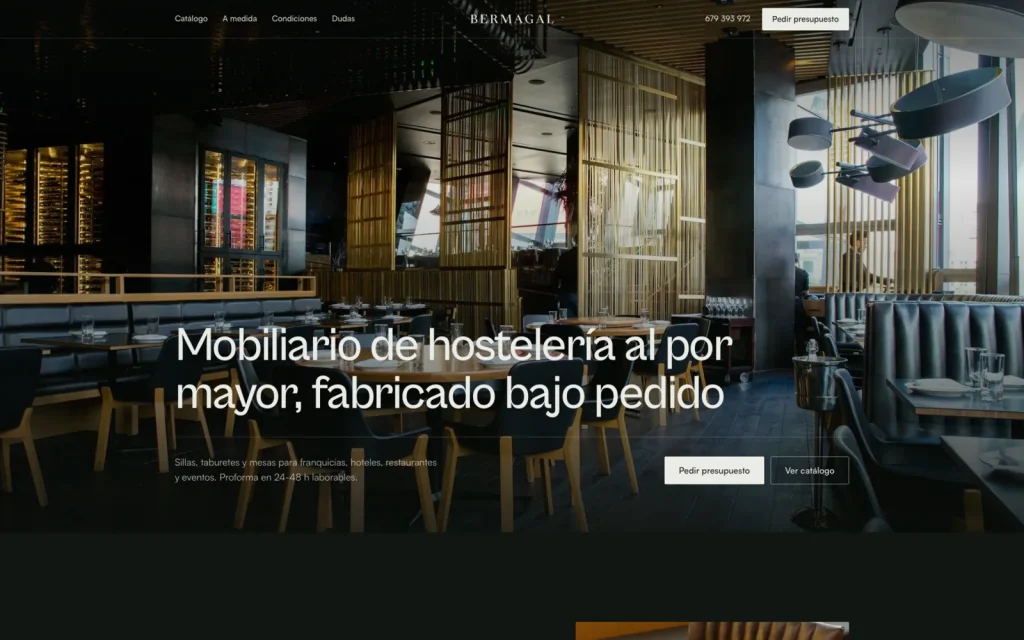 Maqueta de web para Bermagal, mobiliario de hostelería