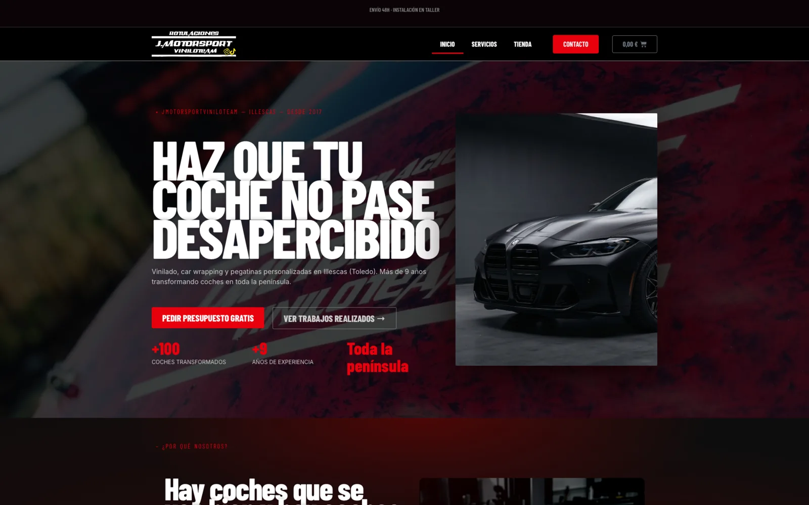 Web de JMotorsport Vinilo Team, car wrapping en Illescas